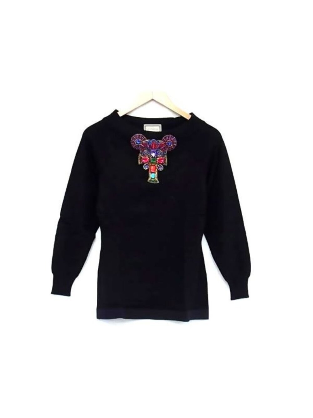 Versace Gianni Bijou Beaded Long Sleeve Knit Top 38 Black Sweater